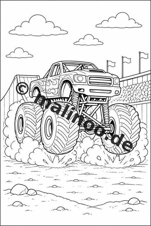 Monster Trucks Malbuch 50 Ausmalbilder gedruckt und gebunden – Vorschaubild 2
