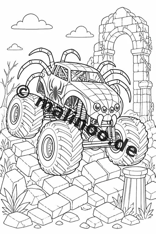 Monster Trucks Malbuch 50 Ausmalbilder gedruckt und gebunden – Vorschaubild 3