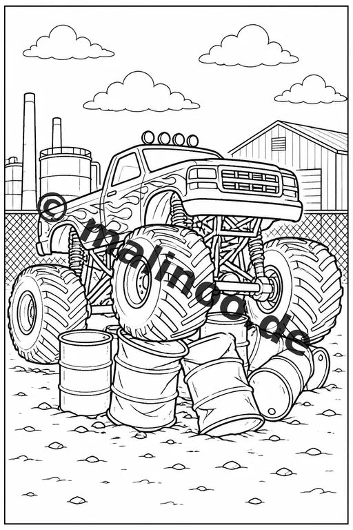 Monster Trucks Malbuch 50 Ausmalbilder gedruckt und gebunden – Vorschaubild 5