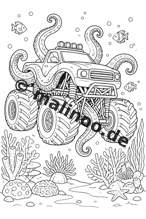 Monster Trucks Malbuch 50 Ausmalbilder gedruckt und gebunden – Vorschaubild 6