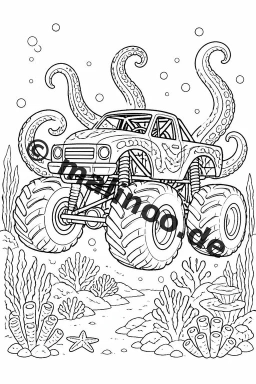 Monster Trucks Malbuch 50 Ausmalbilder gedruckt und gebunden – Vorschaubild 6
