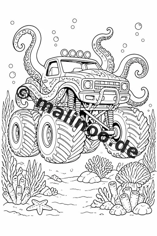 Monster Trucks Malbuch 50 Ausmalbilder gedruckt und gebunden – Vorschaubild 6