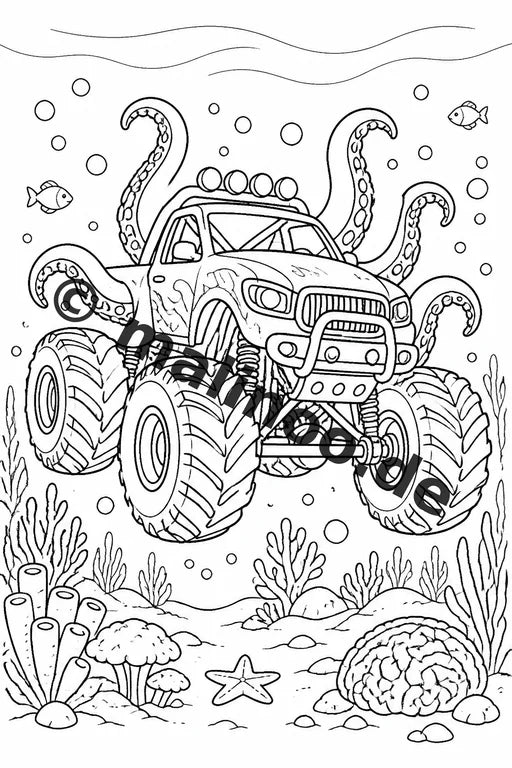 Monster Trucks Malbuch 50 Ausmalbilder gedruckt und gebunden – Vorschaubild 6