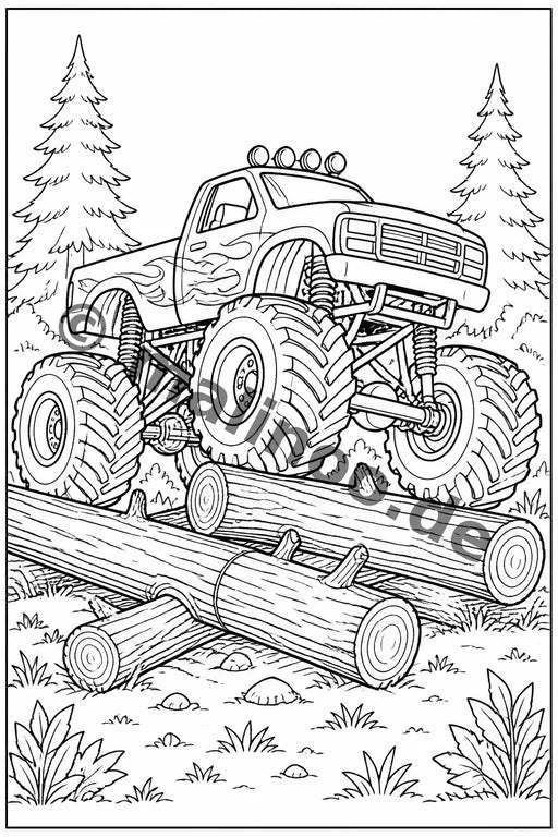 Monster Trucks Malbuch 50 Ausmalbilder gedruckt+gebunden – Vorschaubild 6