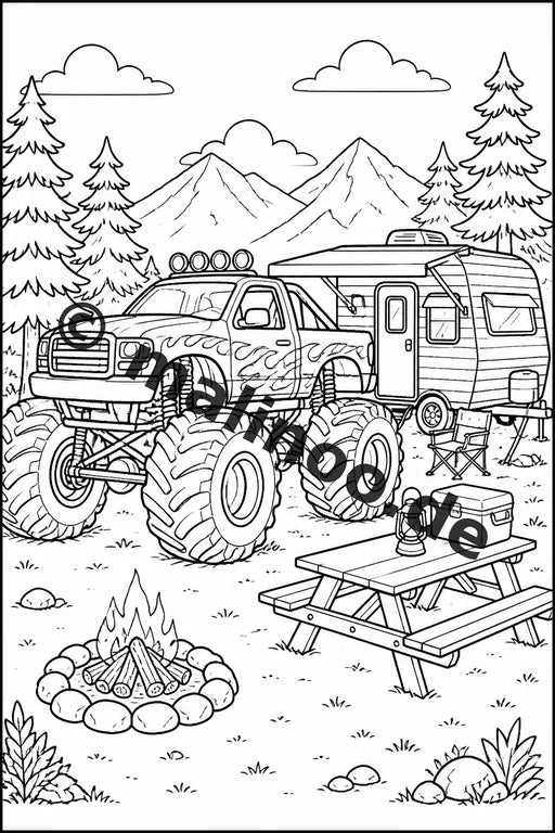 Monster Trucks Malbuch 50 Ausmalbilder gedruckt und gebunden – Vorschaubild 7