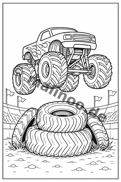 Monster Trucks Malbuch 50 Ausmalbilder gedruckt+gebunden – Vorschaubild 7