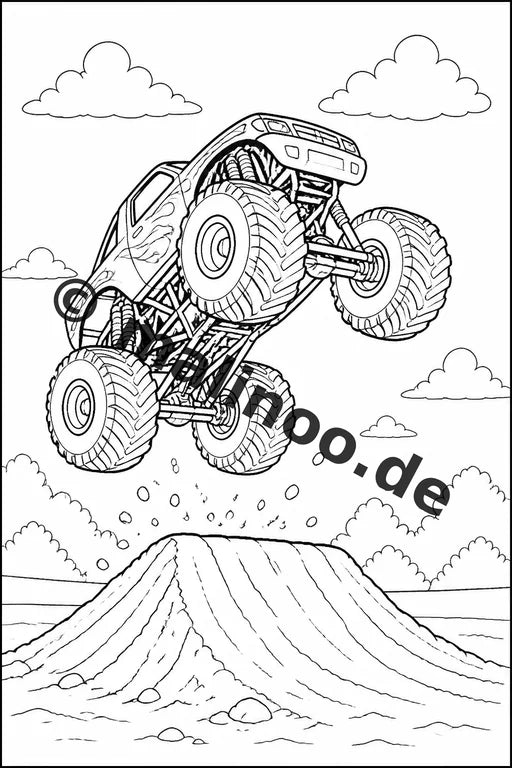 Monster Trucks Malbuch 50 Ausmalbilder gedruckt und gebunden – Vorschaubild 8