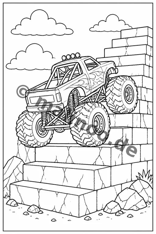 Monster Trucks Malbuch 50 Ausmalbilder gedruckt+gebunden – Vorschaubild 8