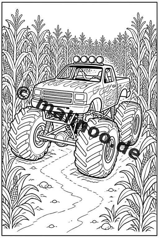 Monster Trucks Malbuch 50 Ausmalbilder gedruckt und gebunden – Vorschaubild 9