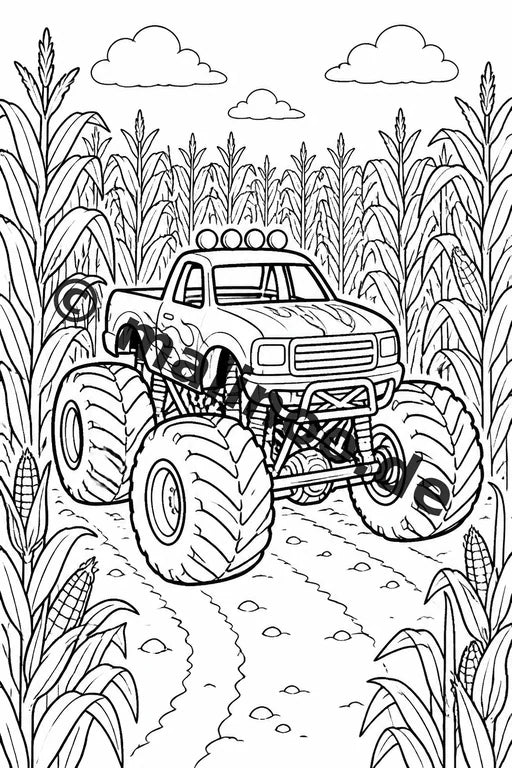 Monster Trucks Malbuch 50 Ausmalbilder gedruckt und gebunden – Vorschaubild 9