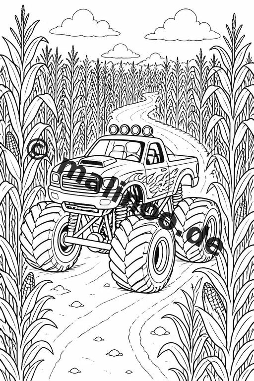 Monster Trucks Malbuch 50 Ausmalbilder gedruckt und gebunden – Vorschaubild 9