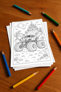 Monster Trucks Malbuch 50 Ausmalbilder gedruckt+lose – Mockup-Ansicht