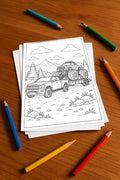 Monster Trucks Malbuch 50 Ausmalbilder gedruckt+lose – Mockup-Ansicht