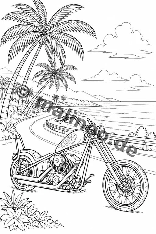 Motorräder Malbuch 100 Ausmalbilder PDF Download – Vorschaubild 2