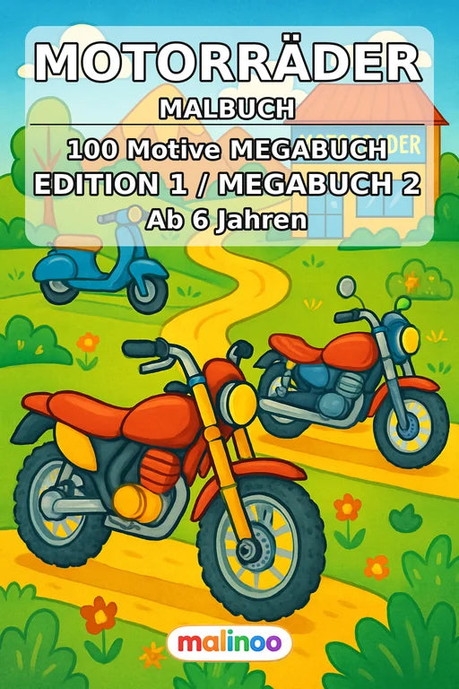 Motorräder Malbuch 100 Ausmalbilder gedruckt+gebunden – Cover