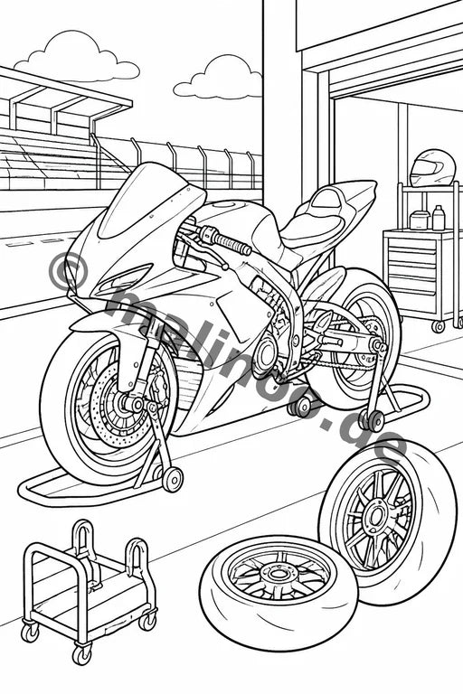 Motorräder Malbuch 100 Ausmalbilder gedruckt+gebunden – Vorschaubild 7