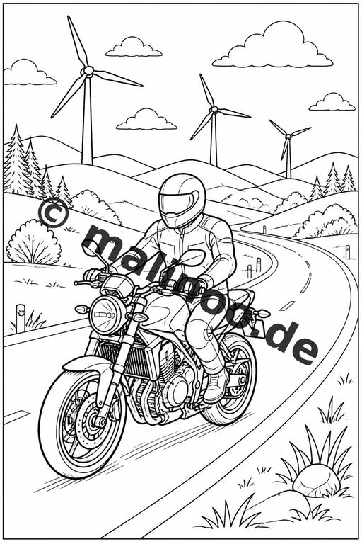 Motorräder Malbuch 100 Ausmalbilder gedruckt und gebunden – Vorschaubild 8