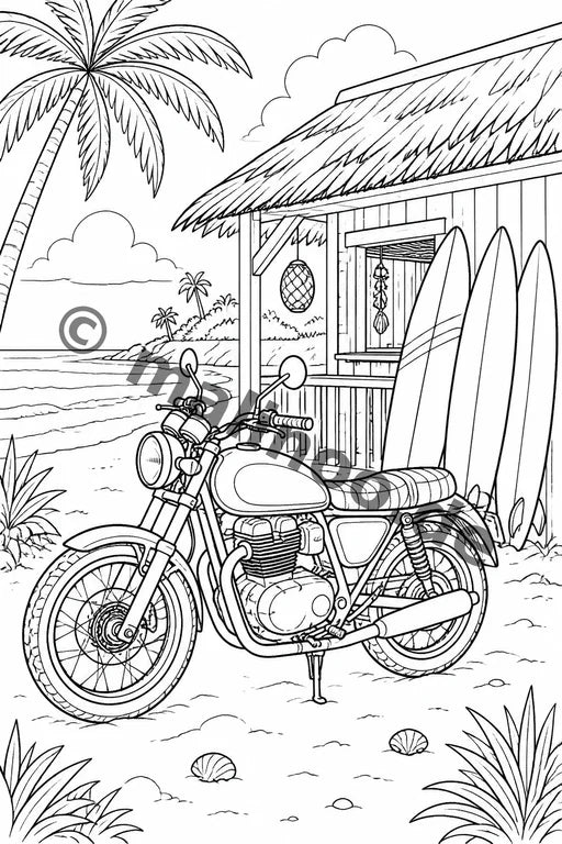 Motorräder Malbuch 100 Ausmalbilder gedruckt+gebunden – Vorschaubild 8