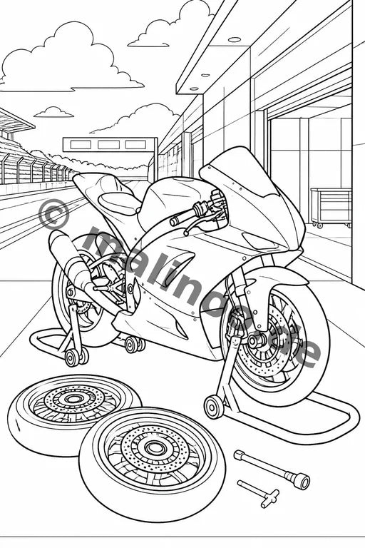 Motorräder Malbuch 100 Ausmalbilder gedruckt+lose – Vorschaubild 7