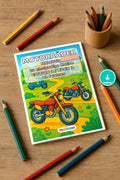 Motorräder Malbuch 20 Ausmalbilder PDF Download – Mockup-Ansicht
