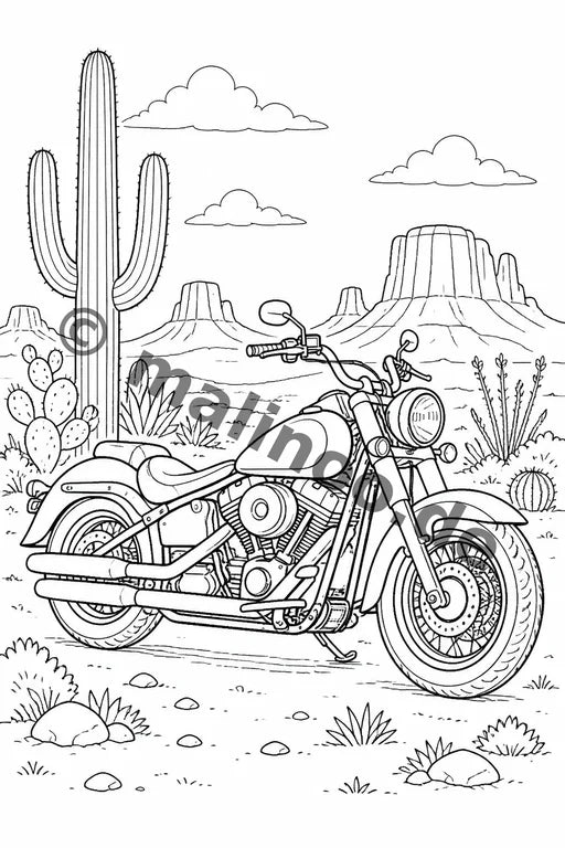 Motorräder Malbuch 20 Ausmalbilder PDF Download – Vorschaubild 1