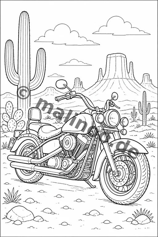 Motorräder Malbuch 20 Ausmalbilder PDF Download – Vorschaubild 1