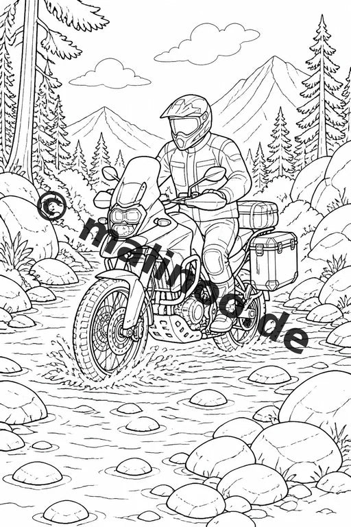 Motorräder Malbuch 20 Ausmalbilder PDF Download digital – Vorschaubild 2
