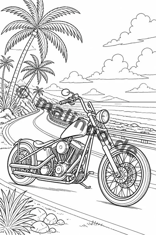 Motorräder Malbuch 20 Ausmalbilder PDF Download – Vorschaubild 2