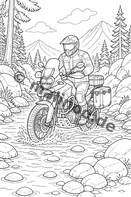 Motorräder Malbuch 20 Ausmalbilder PDF Download – Vorschaubild 3