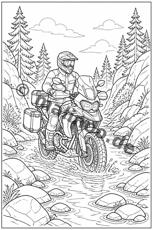 Motorräder Malbuch 20 Ausmalbilder PDF Download – Vorschaubild 3
