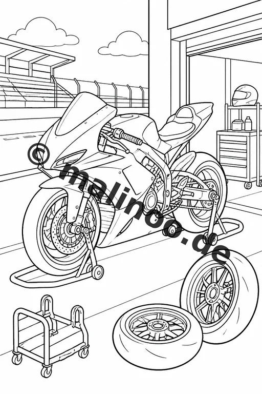 Motorräder Malbuch 20 Ausmalbilder PDF Download digital – Vorschaubild 4