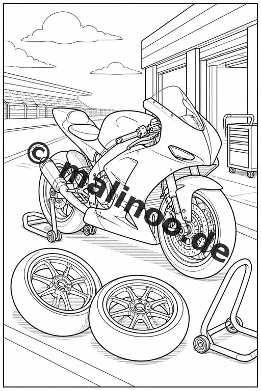 Motorräder Malbuch 20 Ausmalbilder PDF Download digital – Vorschaubild 4
