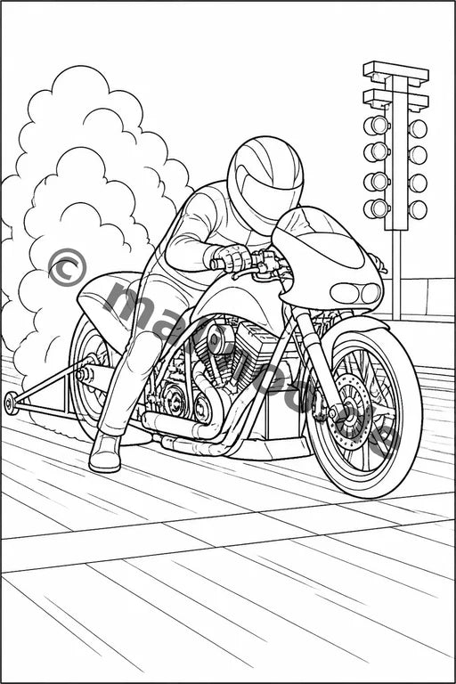 Motorräder Malbuch 20 Ausmalbilder PDF Download – Vorschaubild 5