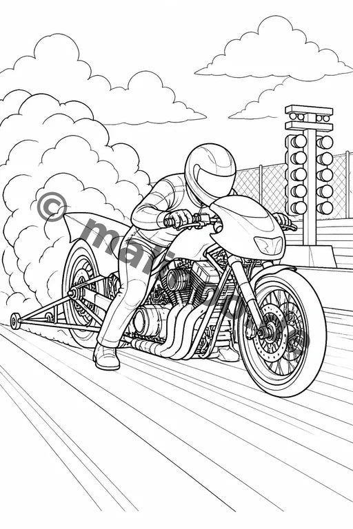 Motorräder Malbuch 20 Ausmalbilder PDF Download – Vorschaubild 5