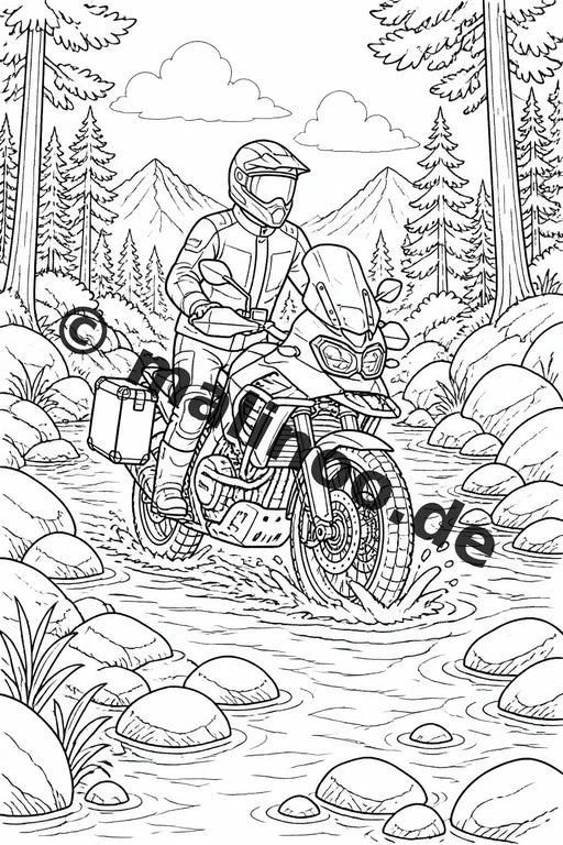 Motorräder Malbuch 20 Ausmalbilder gedruckt und gebunden – Vorschaubild 2