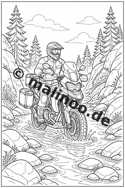 Motorräder Malbuch 20 Ausmalbilder gedruckt und gebunden – Vorschaubild 2