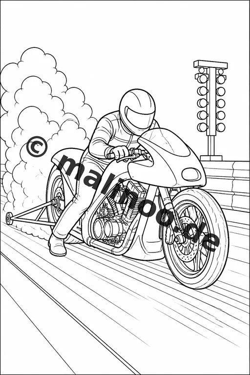Motorräder Malbuch 20 Ausmalbilder gedruckt und gebunden – Vorschaubild 3