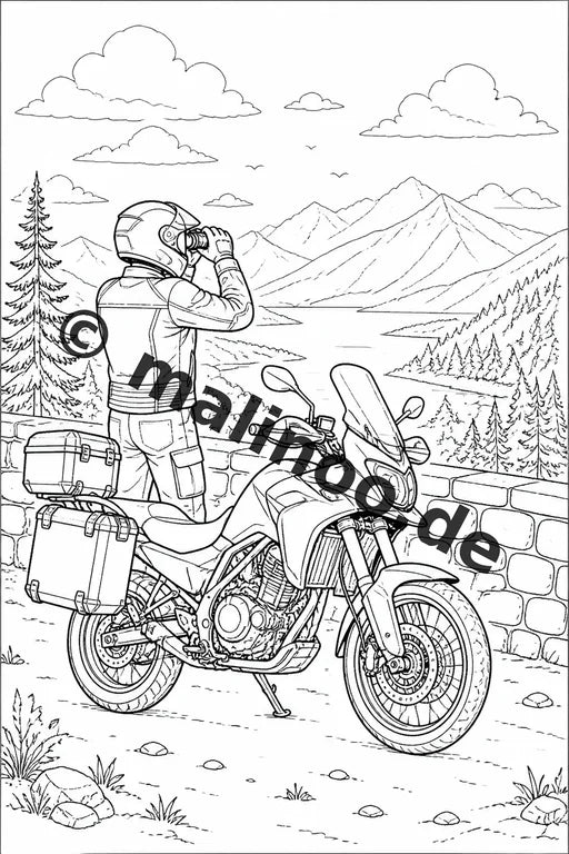 Motorräder Malbuch 20 Ausmalbilder gedruckt und gebunden – Vorschaubild 6
