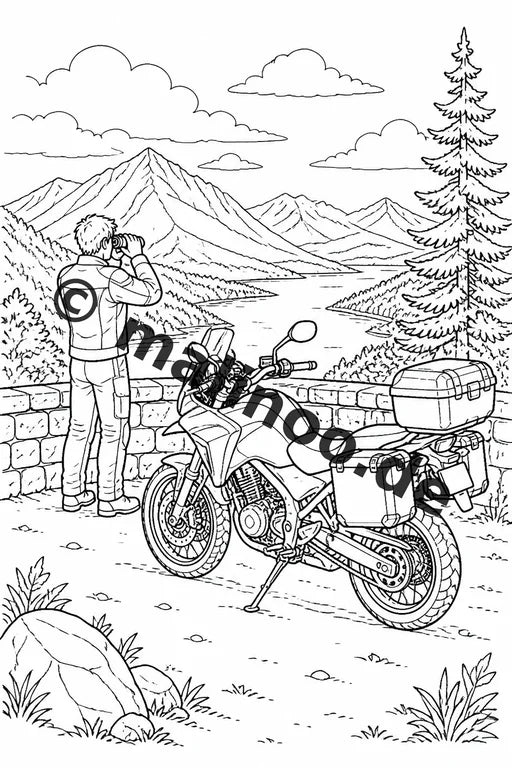 Motorräder Malbuch 20 Ausmalbilder gedruckt und gebunden – Vorschaubild 6