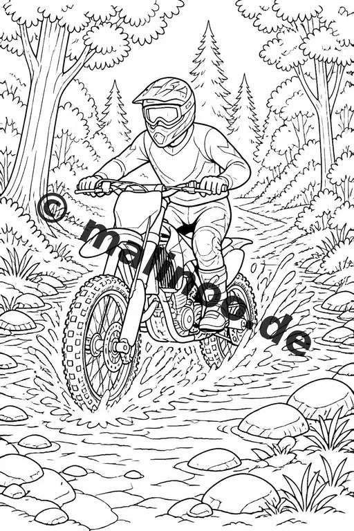 Motorräder Malbuch 20 Ausmalbilder gedruckt und gebunden – Vorschaubild 7