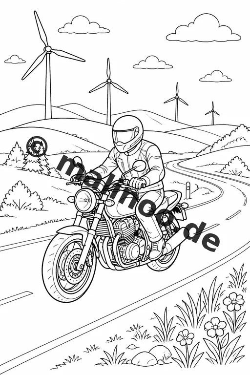 Motorräder Malbuch 20 Ausmalbilder gedruckt und gebunden – Vorschaubild 8