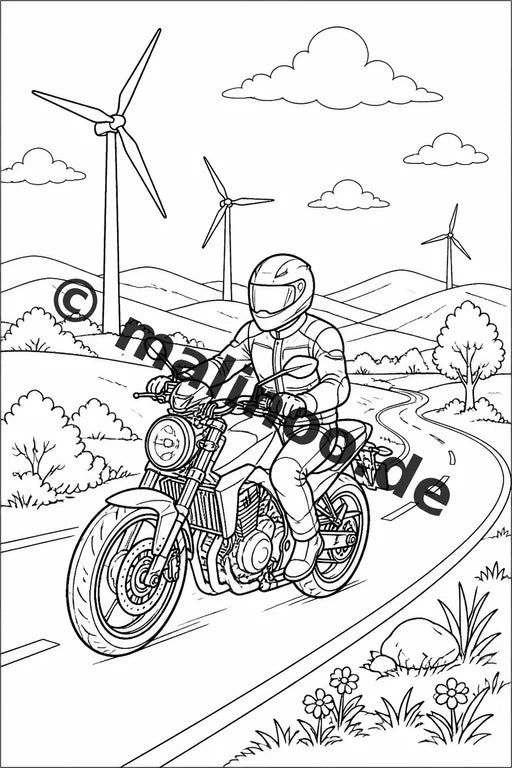 Motorräder Malbuch 20 Ausmalbilder gedruckt und gebunden – Vorschaubild 8