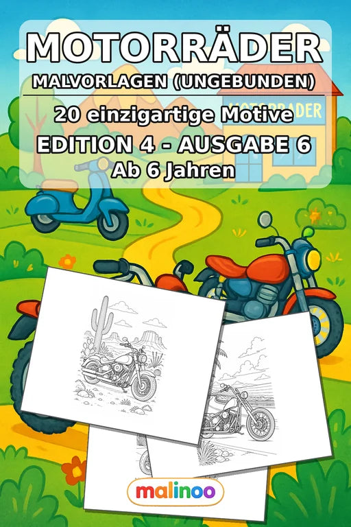 Motorräder Malbuch 20 Ausmalbilder gedruckt+lose – Cover