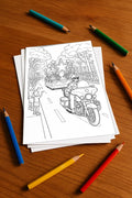 Motorräder Malbuch 20 Ausmalbilder gedruckt+lose – Mockup-Ansicht