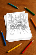 Motorräder Malbuch 20 Ausmalbilder gedruckt+lose – Mockup-Ansicht
