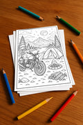 Motorräder Malbuch 20 Ausmalbilder gedruckt+lose – Mockup-Ansicht