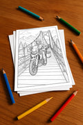 Motorräder Malbuch 20 Ausmalbilder gedruckt+lose – Mockup-Ansicht