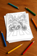 Motorräder Malbuch 20 Ausmalbilder gedruckt+lose – Mockup-Ansicht
