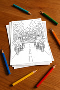 Motorräder Malbuch 20 Ausmalbilder gedruckt+lose – Mockup-Ansicht