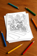 Motorräder Malbuch 20 Ausmalbilder gedruckt+lose – Mockup-Ansicht